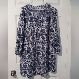 Ardene Navy Elephant Print Midi Dress